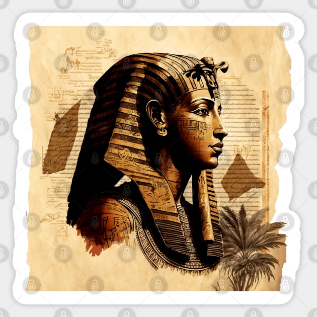 Egyptian Pharohs on Papyrus Sticker by Buff Geeks Art